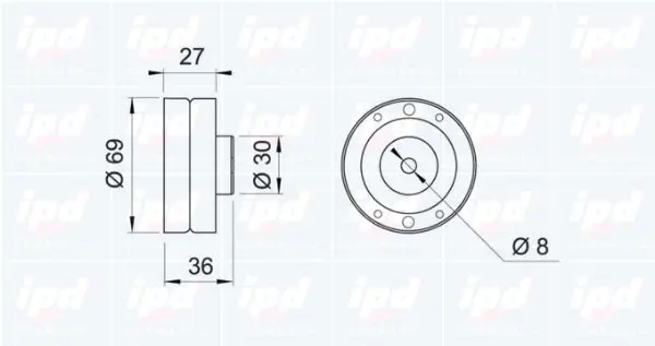 Handler.Part Deflection/guide pulley, timing belt IPD 140105 2