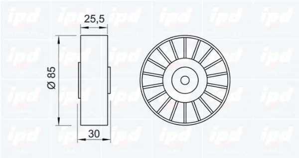 Handler.Part Deflection/guide pulley, v-ribbed belt IPD 150108 2