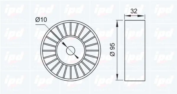 Handler.Part Deflection/guide pulley, v-ribbed belt IPD 150743 2