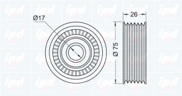 Handler.Part Deflection/guide pulley, v-ribbed belt IPD 150768 2