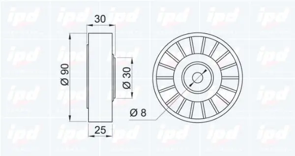 Handler.Part Deflection/guide pulley, v-ribbed belt IPD 150112 2