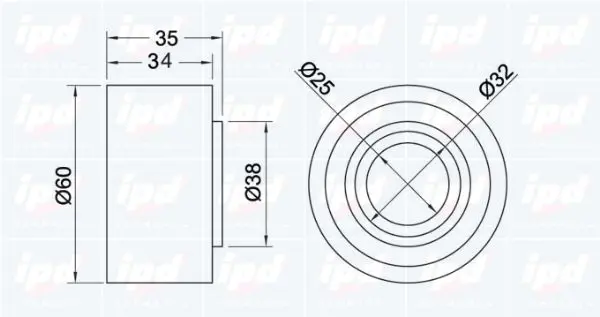 Handler.Part Deflection/guide pulley, timing belt IPD 150730 2