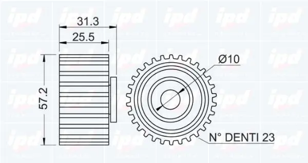 Handler.Part Deflection/guide pulley, timing belt IPD 150751 2