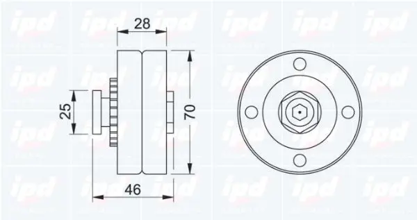 Handler.Part Tensioner pulley, v-ribbed belt IPD 140318 2