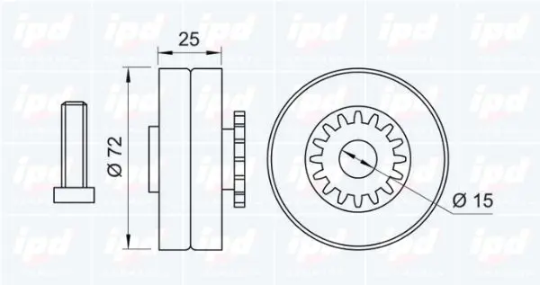 Handler.Part Deflection/guide pulley, v-ribbed belt IPD 150326 2