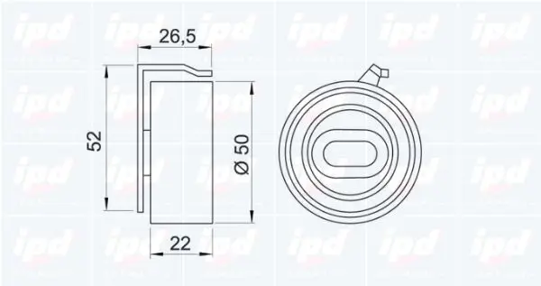 Handler.Part Tensioner pulley, timing belt IPD 140350 2