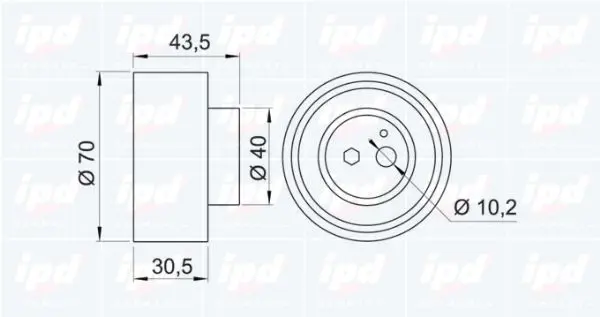 Handler.Part Tensioner pulley, timing belt IPD 140358 2