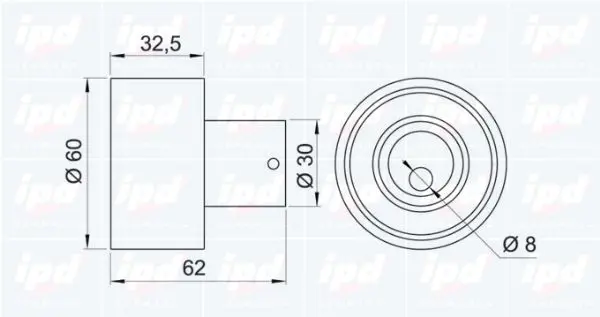 Handler.Part Tensioner pulley, timing belt IPD 140360 2