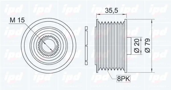 Handler.Part Alternator freewheel clutch IPD 153195 2