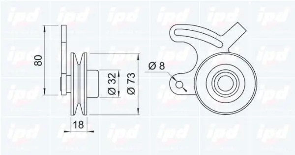 Handler.Part Tensioner pulley, v-belt IPD 140412 2