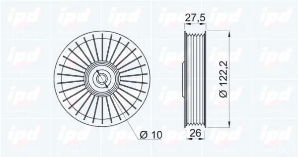 Handler.Part Deflection/guide pulley, v-ribbed belt IPD 150235 2