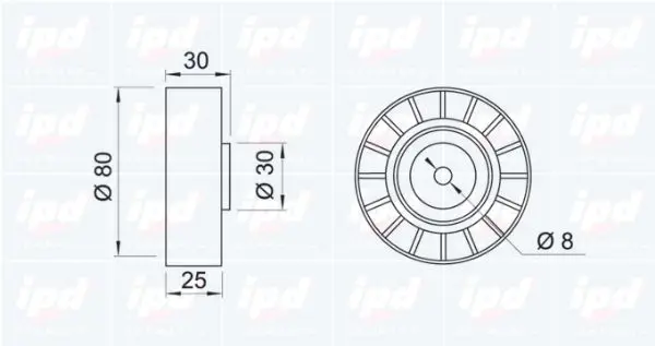 Handler.Part Deflection/guide pulley, v-ribbed belt IPD 150437 2