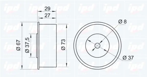 Handler.Part Deflection/guide pulley, timing belt IPD 150443 2