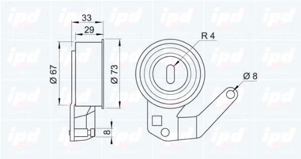 Handler.Part Tensioner pulley, timing belt IPD 140444 2