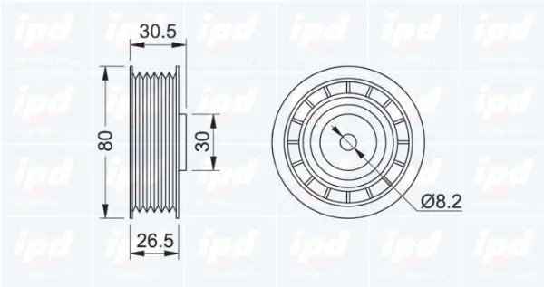 Handler.Part Deflection/guide pulley, v-ribbed belt IPD 150458 2