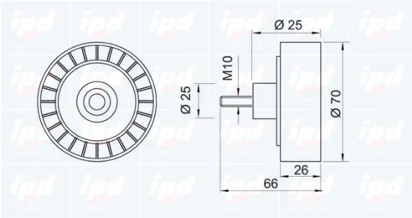 Handler.Part Deflection/guide pulley, v-ribbed belt IPD 140474 2