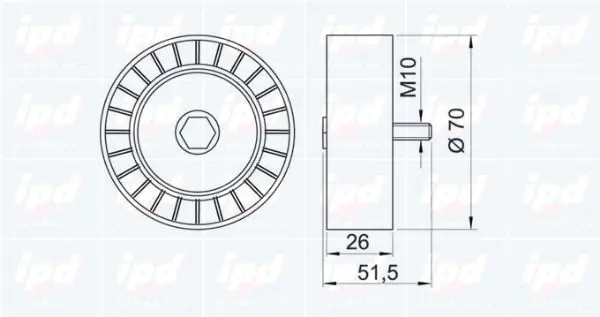 Handler.Part Deflection/guide pulley, v-ribbed belt IPD 153087 2