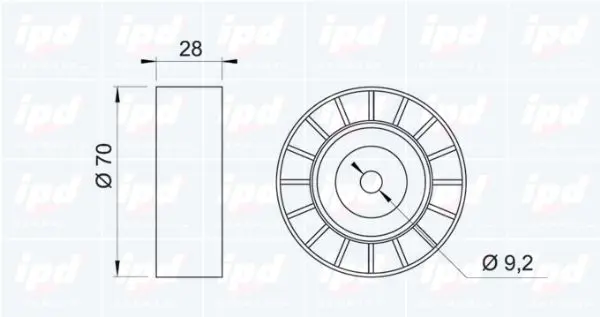 Handler.Part Deflection/guide pulley, v-ribbed belt IPD 150479 2