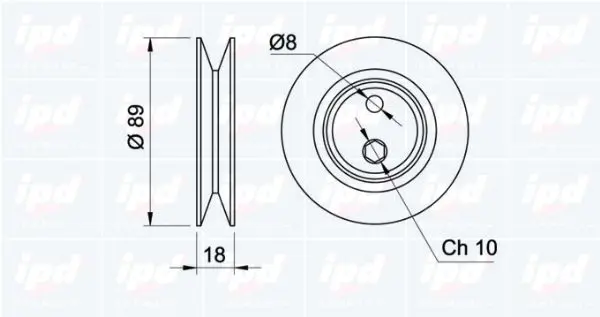 Handler.Part Tensioner pulley, v-belt IPD 140486 2