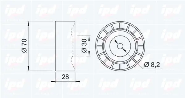 Handler.Part Tensioner pulley, v-ribbed belt IPD 140489 2