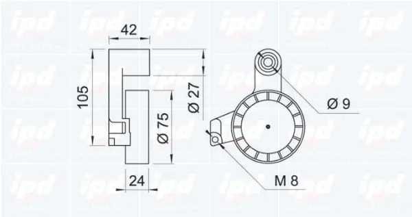 Handler.Part Tensioner pulley, v-ribbed belt IPD 140490 2