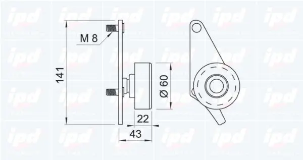 Handler.Part Tensioner pulley, v-ribbed belt IPD 140516 2