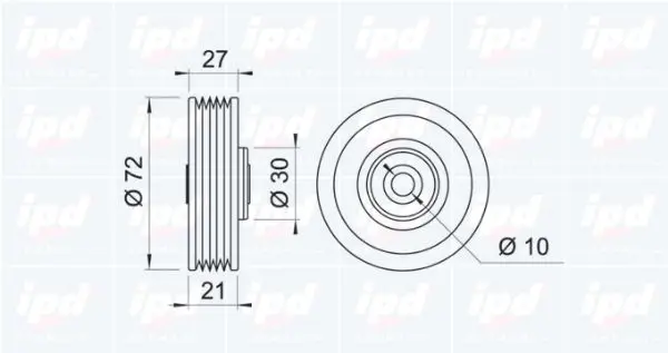 Handler.Part Deflection/guide pulley, v-ribbed belt IPD 150520 2