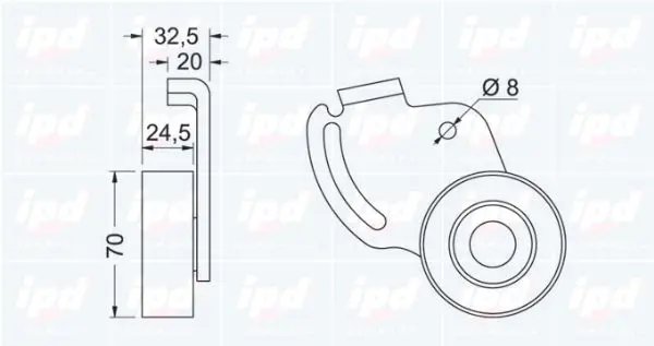 Handler.Part Tensioner pulley, v-ribbed belt IPD 140524 2