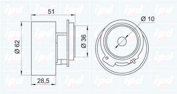 Handler.Part Tensioner pulley, timing belt IPD 140554 2