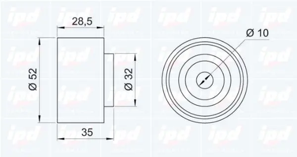 Handler.Part Deflection/guide pulley, timing belt IPD 150555 2