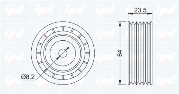 Handler.Part Deflection/guide pulley, v-ribbed belt IPD 150616 2