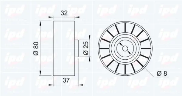 Handler.Part Tensioner pulley, v-ribbed belt IPD 140679 2