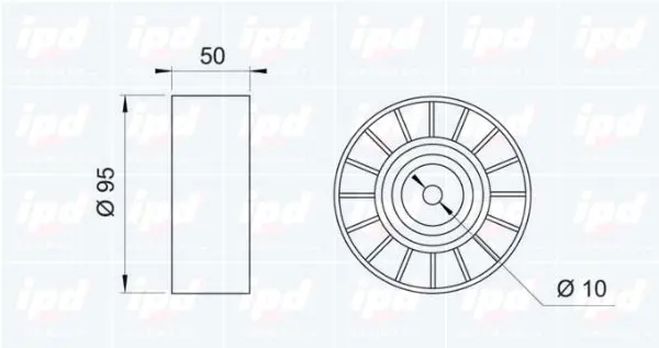 Handler.Part Deflection/guide pulley, v-ribbed belt IPD 140681 2