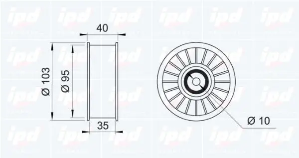 Handler.Part Tensioner pulley, v-ribbed belt IPD 140682 2