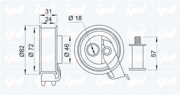 Handler.Part Tensioner pulley, timing belt IPD 140748 2