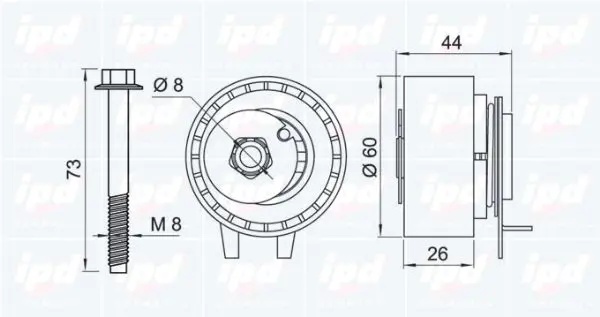 Handler.Part Tensioner pulley, timing belt IPD 153446 2