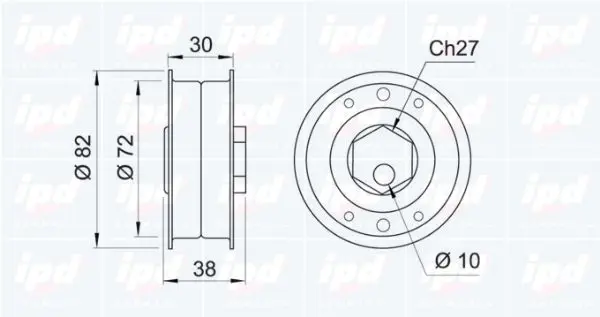 Handler.Part Tensioner pulley, timing belt IPD 140775 2