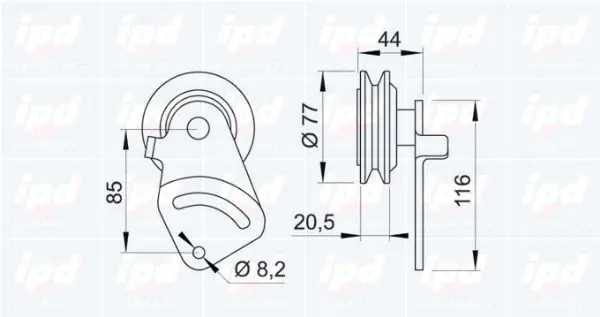 Handler.Part Tensioner pulley, v-belt IPD 140779 2