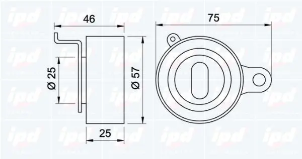 Handler.Part Tensioner pulley, timing belt IPD 140800 2