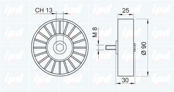 Handler.Part Deflection/guide pulley, v-ribbed belt IPD 150347 2