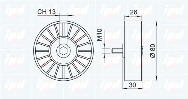 Handler.Part Deflection/guide pulley, v-ribbed belt IPD 150348 2