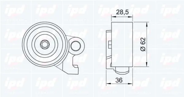 Handler.Part Tensioner pulley, timing belt IPD 140958 2