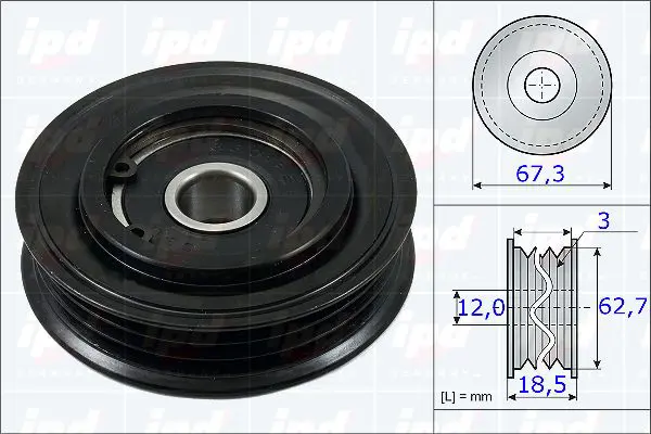 Handler.Part Tensioner pulley, v-ribbed belt IPD 153822 1