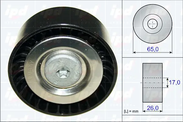 Handler.Part Deflection/guide pulley, v-ribbed belt IPD 153824 1