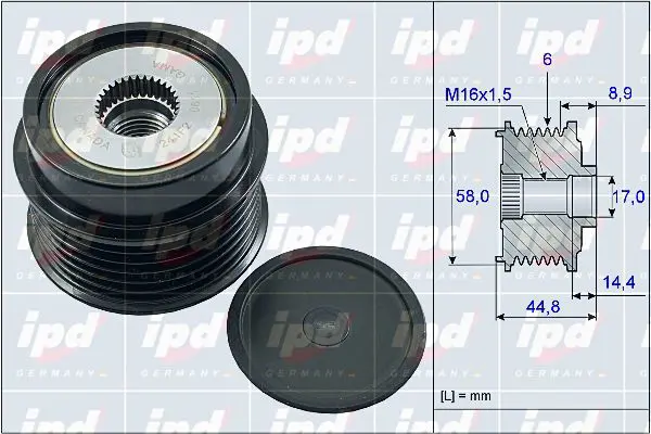 Handler.Part Alternator freewheel clutch IPD 154009 1