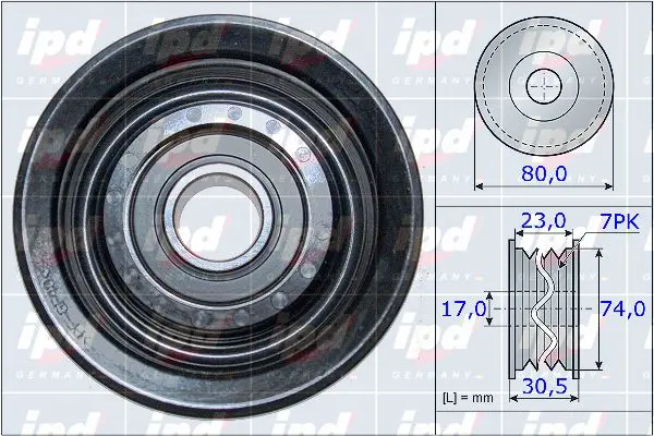 Handler.Part Deflection/guide pulley, v-ribbed belt IPD 153869 1