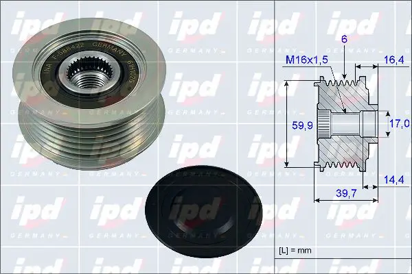 Handler.Part Alternator freewheel clutch IPD 153893 1