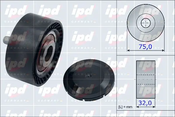 Handler.Part Deflection/guide pulley, v-ribbed belt IPD 153898 1