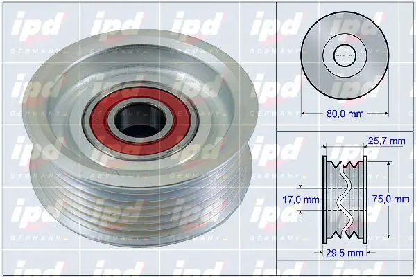 Handler.Part Deflection/guide pulley, v-ribbed belt IPD 153904 1