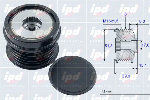 Handler.Part Alternator freewheel clutch IPD 153907 1